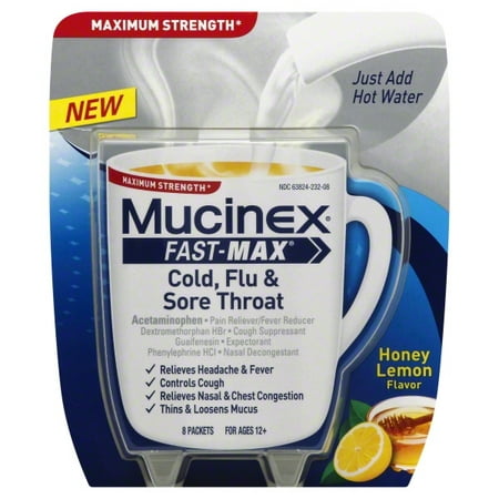 UPC 363824232089 product image for Mucinex Fast-Max Honey Lemon Cold, Flu & Sore Throat Relief Hot Drink Mix, 8 cou | upcitemdb.com