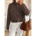 thumbnail image 5 of Cardigan for Women Trendy Button Up Sweater Jackets Mock Neck Long Sleeve Loose Fit Chunky Knit Outwear Coats Brown S, 5 of 8