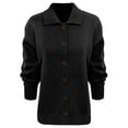 thumbnail image 5 of Lixiuxyad Womens Knitted Button Down Cardigan Sweater Lapel Collar Long Sleeve Open Front Cardigan Outerwear,Black, 5 of 6