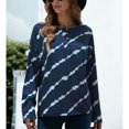 thumbnail image 3 of Blusa de manga larga cuello redondo botón tie dye punto cómodo casual tops para las mujeres, 3 of 6