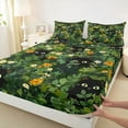 thumbnail image 3 of Feelyou Kawaii Black Cat Bed Sheets for Teens, Green Garden Plant King Sheets, Cartoon Animal Sheet Set, Super Cozy Room Decor, 4-Piece, 3 of 7
