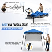 EAGLE PEAK 8 x 8 x 7.22 ft Slant Leg Lightweight Compact Portable Canopy w/ Backpack(Blue)