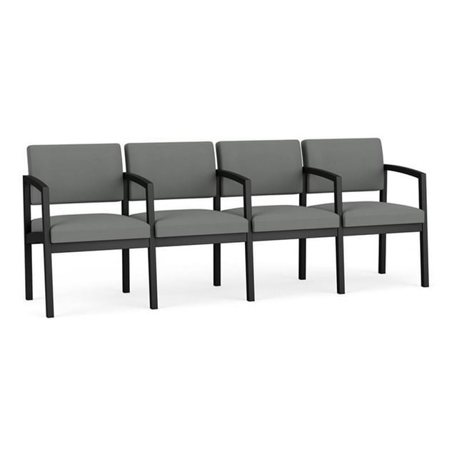 Lenox Steel Reception Waiting 4 Seats Chair / Black Steel / Light Gray