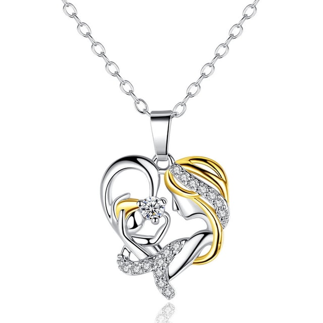 Collar Para Madre e Hija, 925 Plata De Ley Collares Con Colgante De Mamá Te Mantienen En Mi Corazón Joyería De Oro Rosa Para Mujeres Regalo Del Día De La Madre