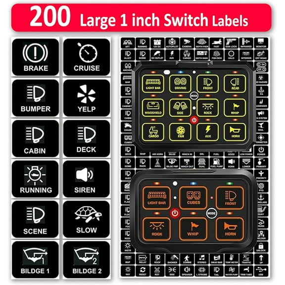 LV AC DC 6/8/12 Gang Panel Label Replacement Auxbeam Vehicle RA XL RB XL AR-600 AC-1200 Horizontal