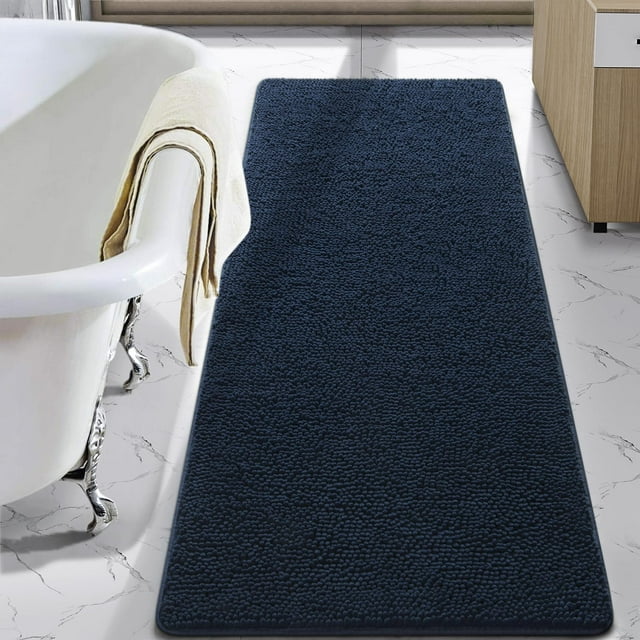 Alfombra de baño LOCHAS Luxury Shaggy de 60 x 180 cm, color azul marino
