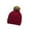 Wine, variant on SuTry Kids Hat Solid Color Knit Beanie Hat Thermal Fleece-Lined Winter Warm Cuffed Hat with Pom-Pom Infant Everyday Cold Weather Comfortable Hat(Pink,4-12 Years)