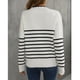 thumbnail image 1 of Suéter a rayas con cuello en V para mujer suéter informal de punto de manga larga Tops holgados para citas en casa y oficina ANGGREK Otros, 1 of 7