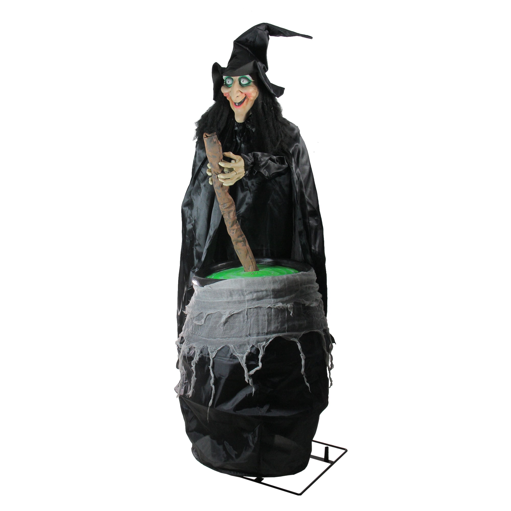 5.5' PreLit Black Witch and Cauldron Animated Halloween Decor with