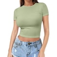 thumbnail image 1 of T-Shirt à Manches Courtes pour Femmes Liquidation T-Shirts Mélangeurs pour Femmes T-Shirt Court pour Filles Chandail d'Été pour Femmes Col Rond Fin Mode Manches Courtes, 1 of 7