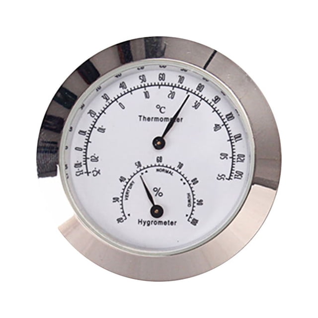Miangastore Thermomètre Rond Hygromètre Humidité Température Mètre pour Étui de Violon Guitare Soin des Instruments Surveillance Outil B103 (Argent)