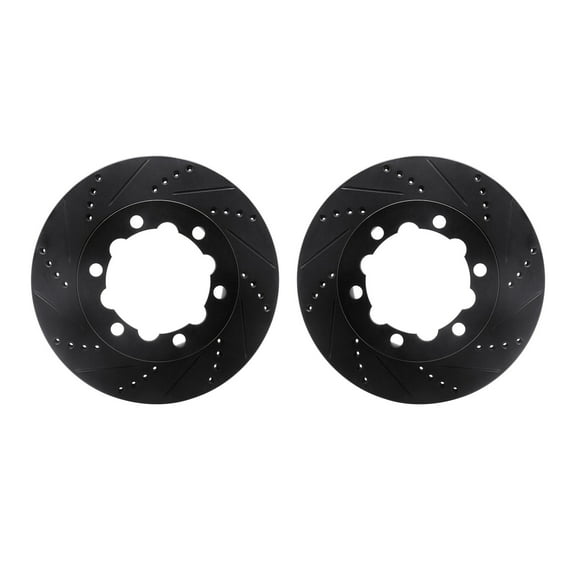 Dynamic Friction Company Rear Brake Rotors-Drilled and Slotted-Black 8002-63082