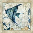 thumbnail image 2 of Meyer, Jill 26x26 Black Ornate Wood Framed with Double Matting Museum Art Print Titled - Nautical Fish II, 2 of 4