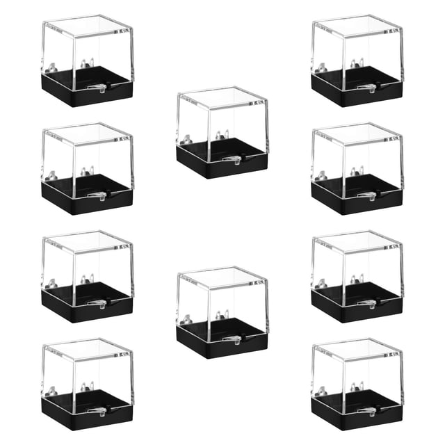 kowaku 10 Pieces Mineral Display Boxes Display Holders Dustproof Multifunctional Square Black