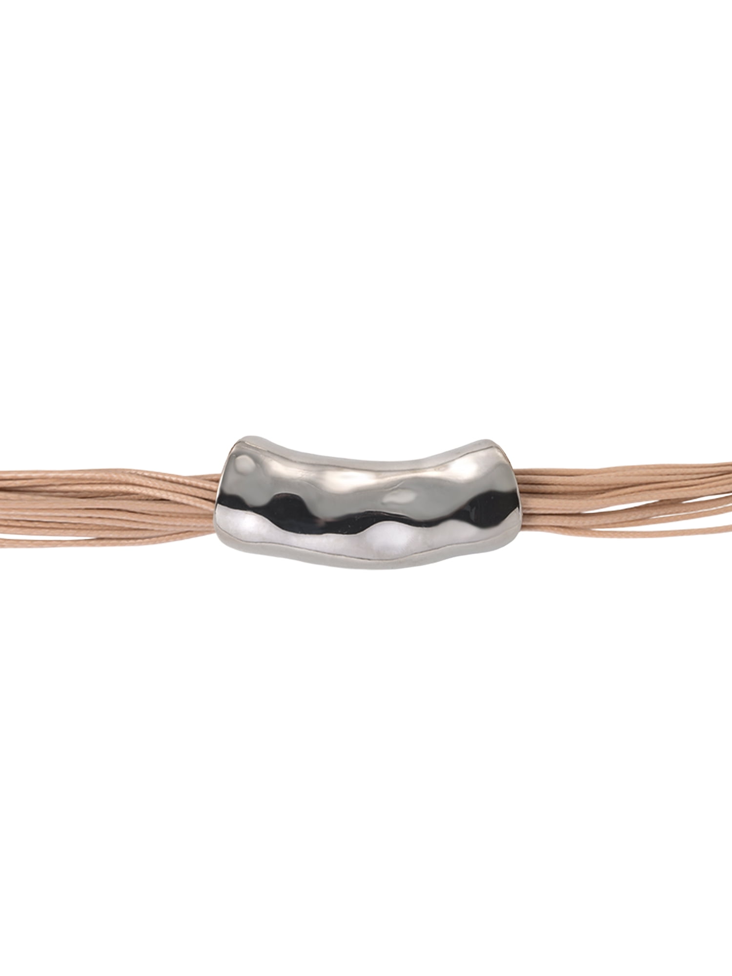 Time and Tru Silvertone Multi Cord Wide Hammered Metal Necklace