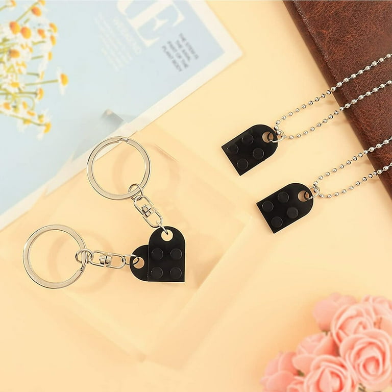 100 Stainless Steel LEGO Bricks Black Heart Necklace Keychain Gift Set Walmart