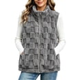 thumbnail image 3 of QATAINLAV Fleece Sherpa Vest for Woman Winter Fuzzy Fluffy Checkered Plaid Sleeveless Zip Up Jacket with Pockets, 3 of 8