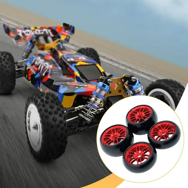BELOVING 4 Roues RC Professionnelles Haute Performance Modifiées Bricolage Pneus pour 1:24 244016 Rouge