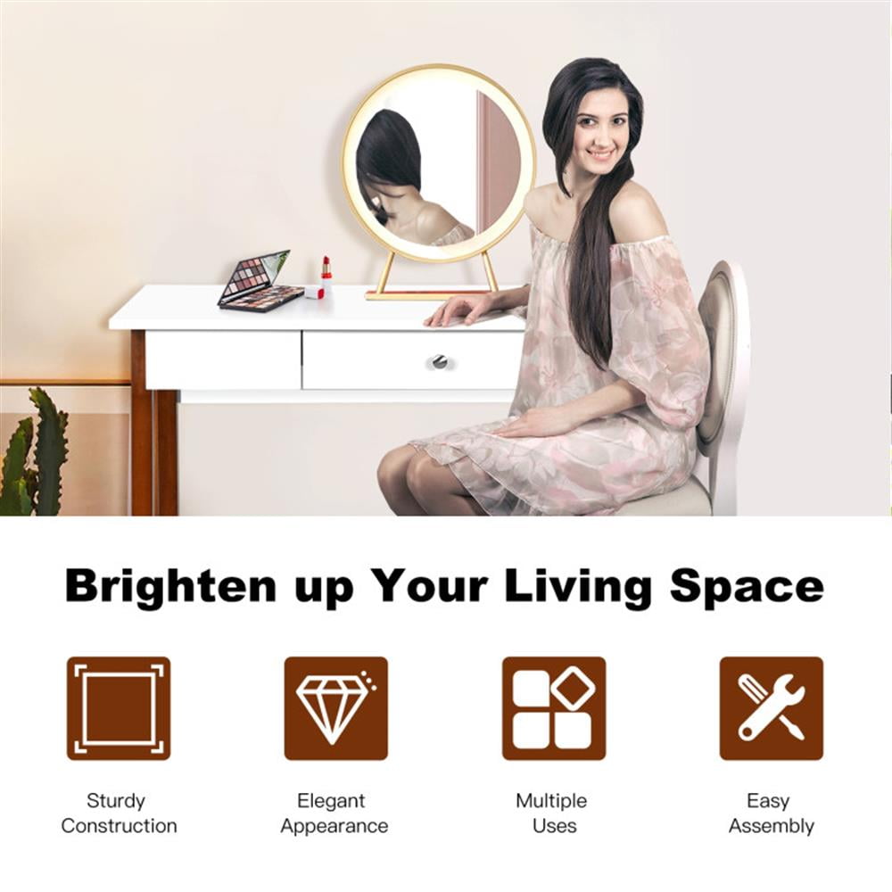 Demi Bonn Computer Desk Laptop PC Makeup Vanity Table, Small Home Office Desk Study Writing Table, Brown