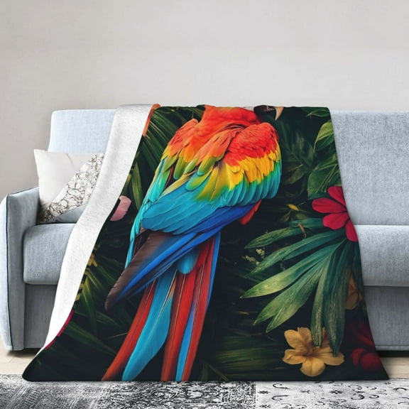 Parrot Flannel Blanket for Adults – Cozy Throw for Sofa Bed or Office Use for All Seasons 60x50