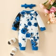 thumbnail image 4 of Going Home Outfit Girl Footless Pjs Outfits Long Sleeve Floral Prints Pullover Onesies Baby Rompers Girl Blue 9 Months-12 Months, 4 of 4