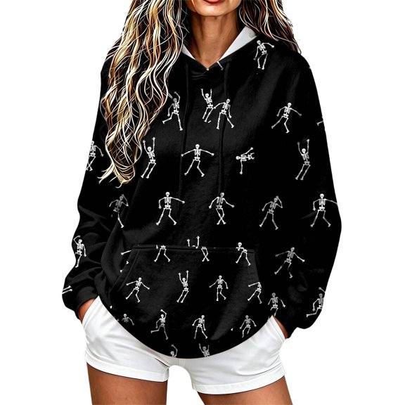 Hoodies for Women Halloween Graphic Letter Print Sweatshirt Cozy Long Sleeve Pullover Tops for Fall Holiday Season