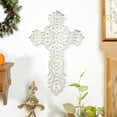 thumbnail image 3 of Sungmor Cast Iron Cross Wall Decor, Pretty & Ornate Metal Cross Wall Art, Vintage Decorative Outdoor Hanging Cross, Rustic White Religious Wall Sculpture Farmhouse Home Decor, 3 of 7