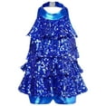thumbnail image 2 of Aiihoo Girls Shiny Sequin Halter Tops Ballet Latin Dance Tops Gymnastics Leotard Hip Hop Jazz Unitards Bodysuit Royal Blue 16, 2 of 6