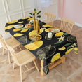 thumbnail image 3 of Yellow Lemon Fruit Slices Black Pattern Rectangle Tablecloth 60"x120",Waterproof Polyester Rectangle Table Cloth, Wipeable Spillproof Polyester Tablecloth for Dining, Camping, Indoor and Outdoor, 3 of 6