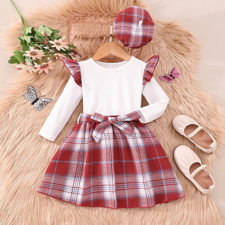 KaLI_Store Girls Christmas Dress Toddler Baby Girl Fall Winter Long Sleeve  Princess Dress Party With Hat Outfits Clothes White,18-24 Months -  Walmart.com