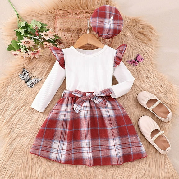 Baby Girls Outfit Sets Autumn Winter Long Sleeve Printing Tops Skirts Casual Warm Clothes Activewear