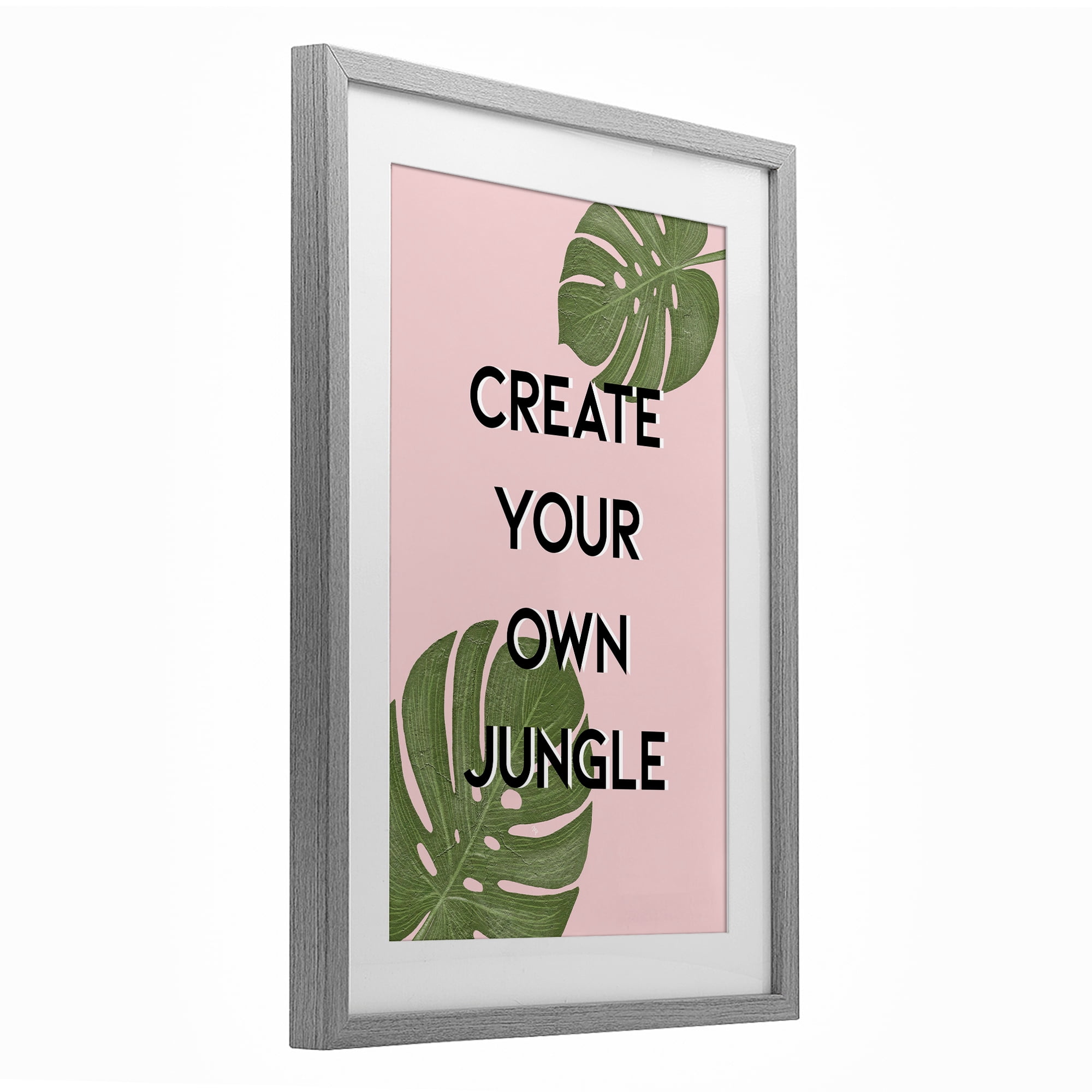 Stupell Industries Create Your Own Jungle Gray Framed Print Under Glass, design by Martina Pavlova