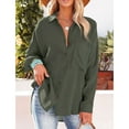 thumbnail image 4 of Womens Oversized Button Down Blouse Top Collared Long Sleeve Gauze Shirts, 4 of 6