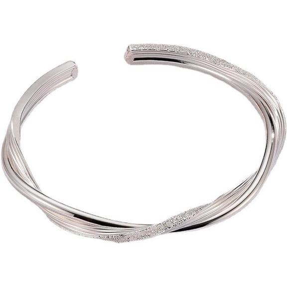 Bangle Bracelets for Women, 2026 Ladies 925 Sterling Silver Open Bangle Cuff Bangles Fashion Dainty Jewelry Simple Silver Bangles Valentine Mothers Day Gift