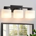 thumbnail image 1 of Lámpara de Pared para Baño EJIAXIN de 3 Luces con Vidrio Esmerilado Negro, 1 of 7