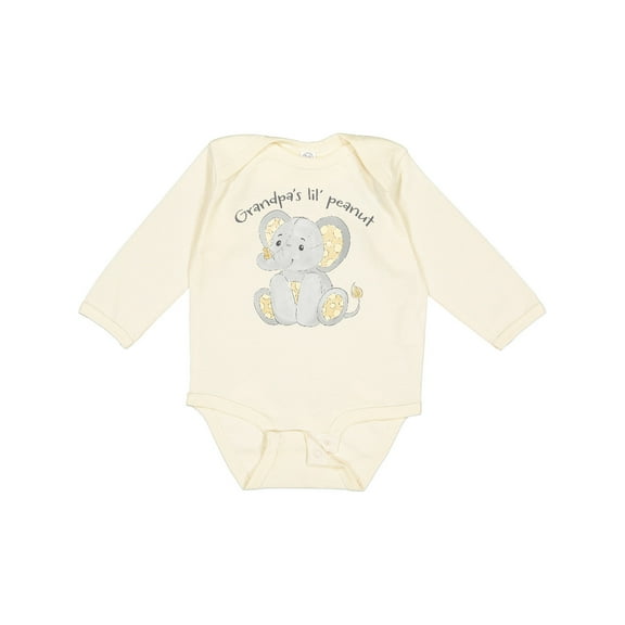 Inktastic Grandpa's Lil' Peanut Polka Dot Elephant Boys or Girls Long Sleeve Baby Bodysuit