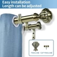 thumbnail image 2 of Urbanest Adjustable Double Curtain Rod Set Door Knob Flat Button Finials – 1″ Front & 3/4 Back Rod With Antique Brass Rod, 28–48 Inches, 2 of 6