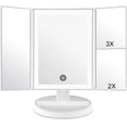 thumbnail image 1 of WEILY Miroir de Maquillage pour Coiffeuse avec Éclairage DEL et Écran Tactile, Trois Volets Grossissement 1x 2X 3X, Rotation Réglable à 180°, Double Alimentation, Miroir Cosmétique de Comptoir (Blanc), 1 of 6