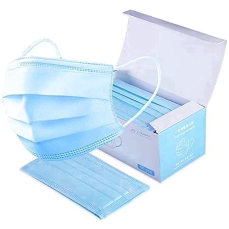 ASA Techmed Disposable Face Mask, 3-Ply Breathable Ear Loop Face Cover, Standard Size, Blue, 50 Pack