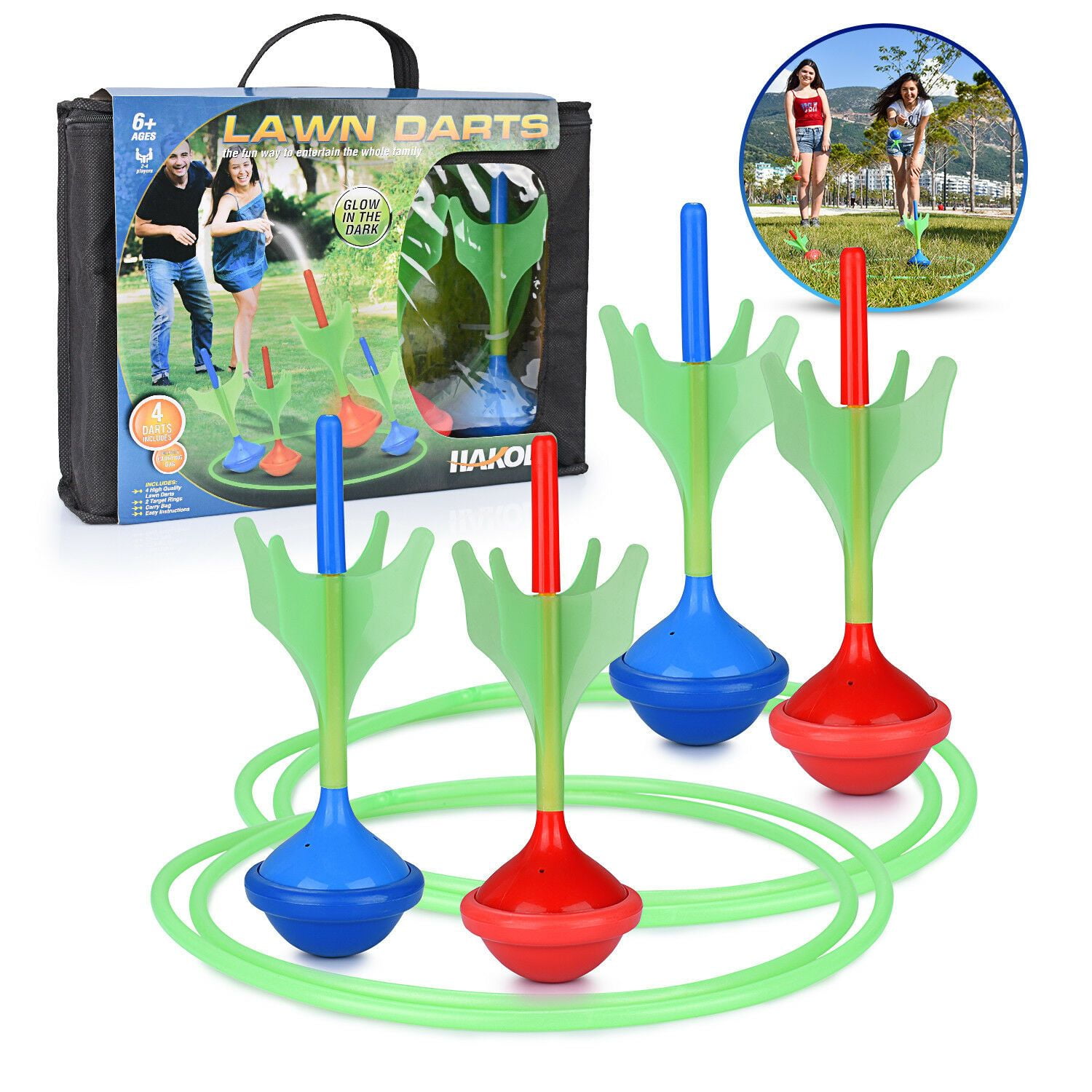 Lawn Darts Game Glow in The Dark, Outdoor Backyard Toy for Kids &amp; Adults