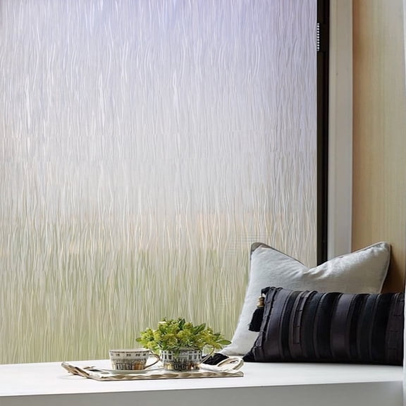 35.4" x 78.7" Window Privacy Film, Wave Pattern, Non-Adhesive Window Clings, UV Blocking Window Stickers, Decorative Window Cover for Home, Bathroom, office