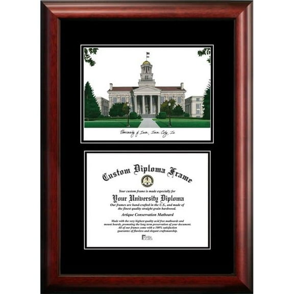 Campus Images IA995D-1185 8.5 x 11 in. University of Iowa Diplomate Diploma Satin Mahogany Frame