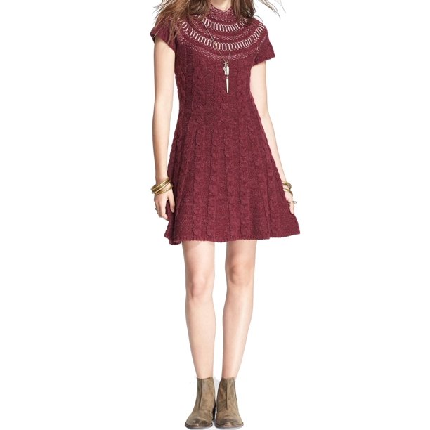 Free People Free People New Purple Womens Size Medium M Cable Knit Sweater Dress Walmart Com Walmart Com