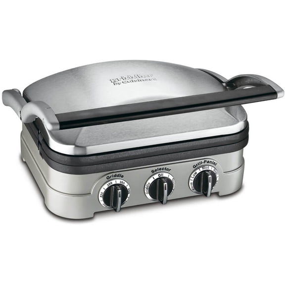 Conair Cuisinart Multifunctional Grill Countertop Brushed Stainless Steel 5 in 1 Cooking Plates