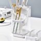 thumbnail image 4 of Knife Block Utensil Holder with Draining Tray Compartment Storage Transparent Kitchen Utensils Organizer White, 4 of 5