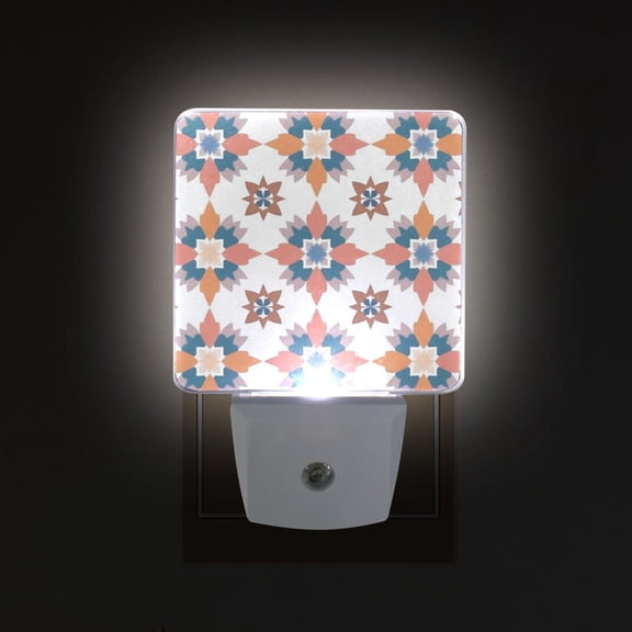 Yayeee LED Plug in Night Light for The Home with Auto Dusk to Dawn Light Sensors, 2 Pack, Blue Abstract Pattern