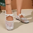thumbnail image 6 of HTHLVMD Lace Ballet Shoes, Bow Strap Dress Shoes, Women's Elegant Mesh Mary Jane Flats Embroidered Lace Ballet Shoes Sweet Bow Strap Pointed Toe Dress Shoes Casual Lightweight Loafers, White 7, 6 of 7