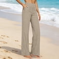 thumbnail image 2 of RFQWOVSR Women's High Waist Button Front Wide Leg Linen Pants with Pockets Loose Fit Casual Summer Trousers M, 2 of 4