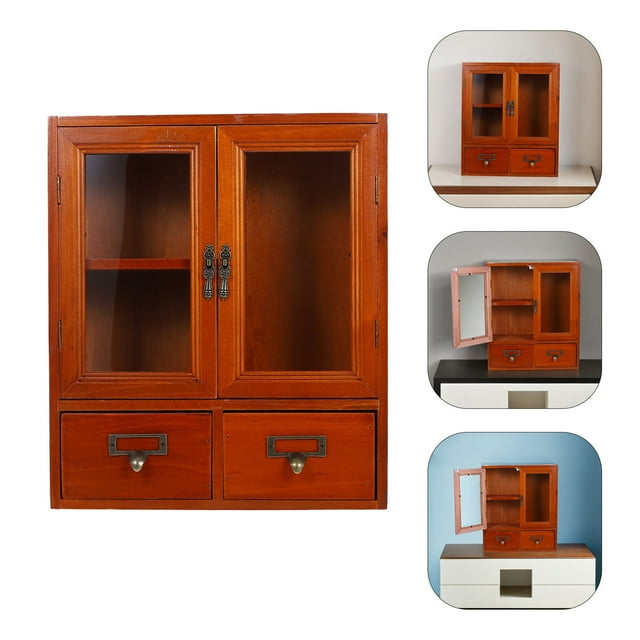 unbranded Showcase Display Cabinet Wooden Bedside Storage Cabinet for Use 1Set