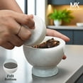 thumbnail image 5 of Radicaln Marble Mortar and Pestle Set - 4.5 Inch White Stone Grinder for Herbs, Spices - Premium Stone Pestle and Mortar for Cooking and Grinding, 5 of 7